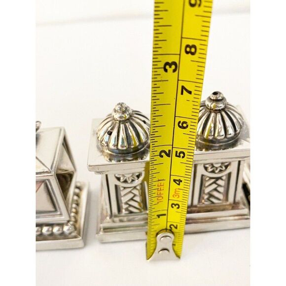 Silver Plated Salt And Pepper Shakers Set Of 3 - Picture 7 of 7